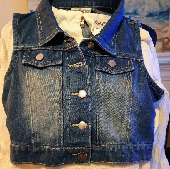 Rare Editions Gold Embellished Sundress Sleeveless Casual Jean Lace New - Picture 6 of 8